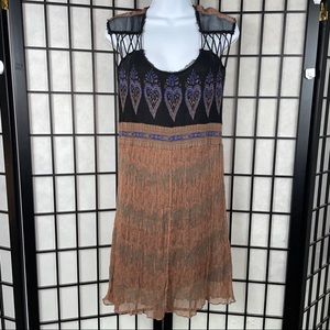 Free People Black and Brown Midi Dress